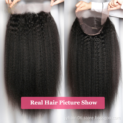 150% 180% Hd Lace Frontal Kinky Straight Human Hair Wigs,  Virgin Hair Wigs For Black Women, Yaki Straight Lace Front Wigs